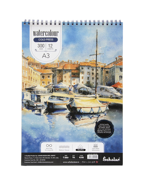 A3 Watercolour Cold Pressed Pad - 300 Gsm (Medium Grain) (WJW3)