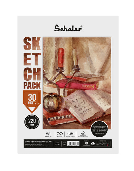 Scholar A5 Sketch Pack - 220 GSM (PACK OF 4) (220A5)