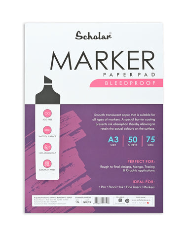 Scholar A3 Marker Paper Pad (50 Sheets, 75 GSM) (MKP3)