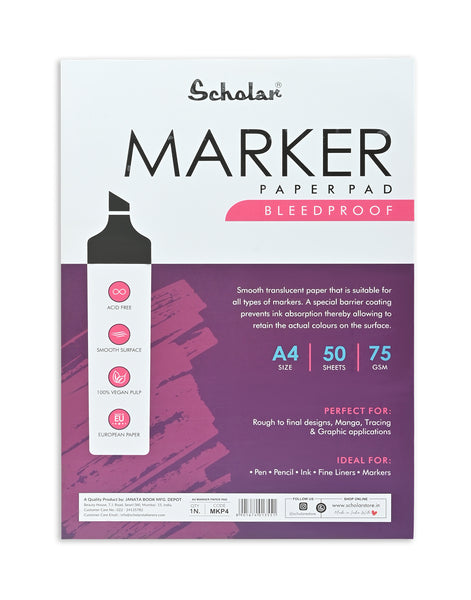 Scholar A4 Marker Paper Pad (50 Sheets, 75 GSM) (MKP4)