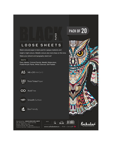 A5 BLACK PAPER LOOSE SHEETS - 170 GSM (BLS2) (Set of 4)