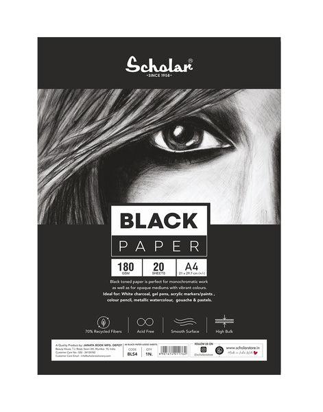 A4 BLACK PAPER LOOSE SHEETS - 170 GSM (BLS4) (Set of 3)