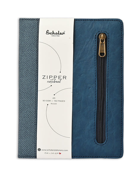 Scholar A5 Zipper Notebook - Blue (ZPR2-B)