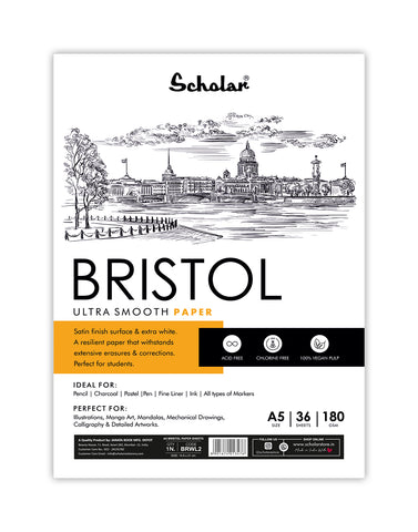 Scholar A5 Bristol Paper Loose Sheets -180 gsm (36 Sheets) (BRWL2)