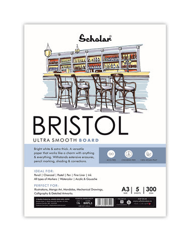 Scholar A3 Bristol Paper Loose Sheets - 300 gsm (5 Sheets) (BRPL3)