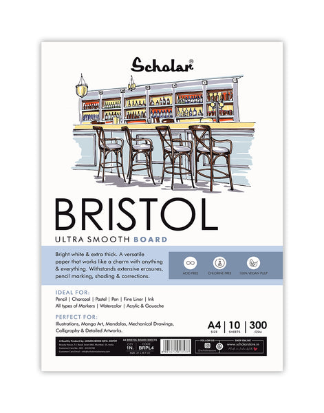Scholar A4 Bristol Paper Loose Sheets - 300 gsm (10 Sheets) (BRPL4)