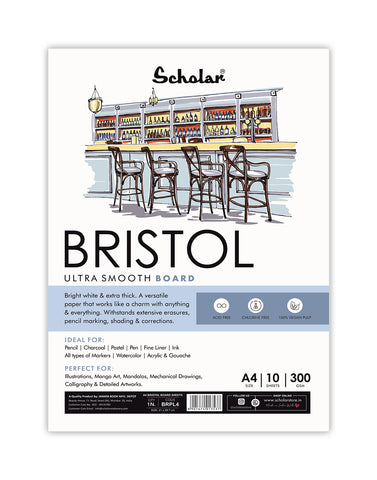 Scholar A4 Bristol Paper Loose Sheets - 300 gsm (10 Sheets) (BRPL4)
