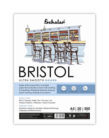 Scholar A5 Bristol Paper Loose Sheets - 300 gsm (20 Sheets) (BRPL2)