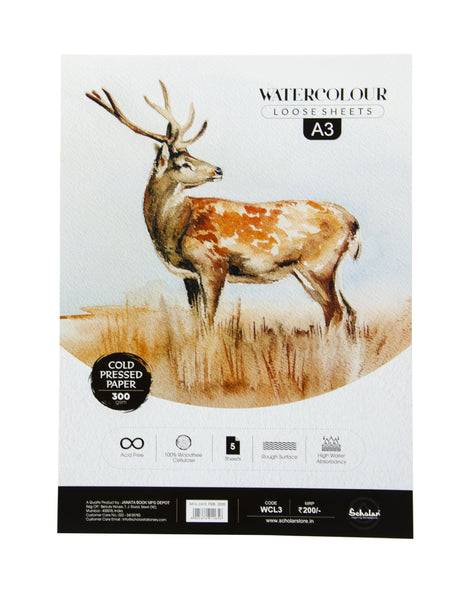 Scholar Watercolour Paper 300 gsm Cold Pressed A3 5 Sheets (WCL3) (Set of 2)