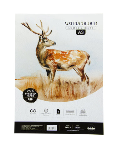 Scholar Watercolour Paper 300 gsm Cold Pressed A3 5 Sheets (WCL3) (Set of 2)