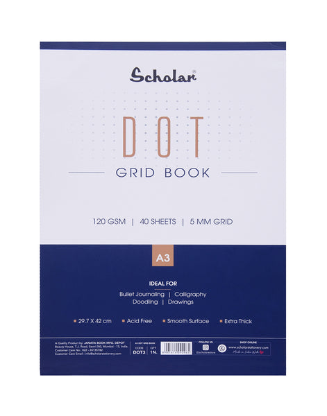 Scholar A3 Premium Dot Grid Book - 120 gsm (40 Sheets) (DOT3)