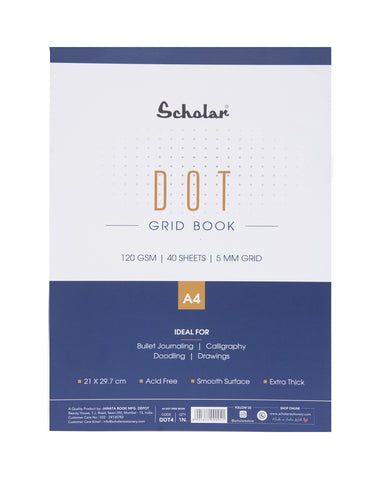 Scholar A4 Premium Dot Grid Book - 120 gsm (40 Sheets) (Pack of 2) (DOT4)