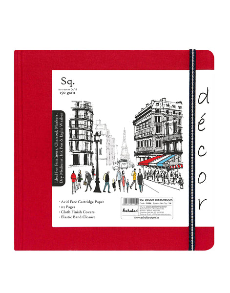 Sq. Décor Sketch Book - Red  (DSB6-A)