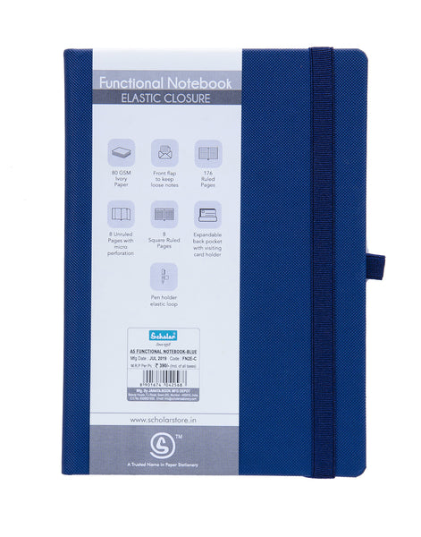 A5 Functional Notebook (Elastic) - Blue