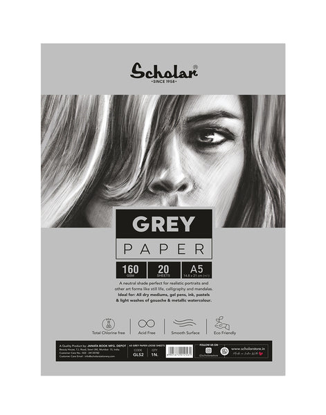 A5 Grey Toned Paper Loose Sheets - 170 GSM (GLS2) (Pack of 2)