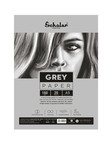 A5 Grey Toned Paper Loose Sheets - 170 GSM (GLS2) (Pack of 2)