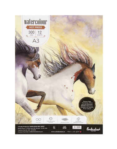 A3 Watercolour Hot Pressed Pad - 300 Gsm (Glued) (HPR3)