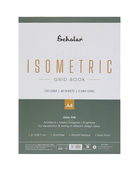 Scholar A4 Premium Isometric Grid Book - 120 gsm (40 Sheets) (Pack of 2) (ISO4)