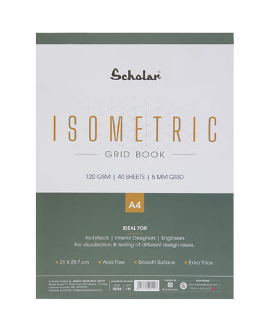 Scholar A4 Premium Isometric Grid Book - 120 gsm (40 Sheets) (Pack of 2) (ISO4)