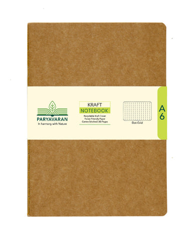 A6 KRAFT NOTEBOOK - DOT GRID (Pack of 10) (KNB1D)
