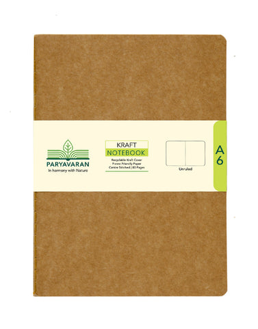 A6 KRAFT NOTEBOOK - UNRULED (Pack of 10) (KNB1P)