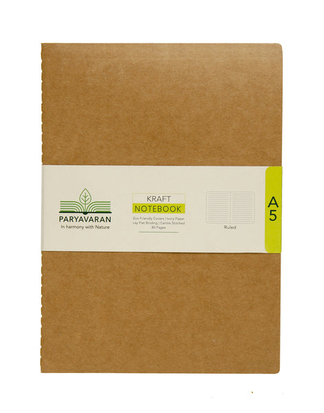 A5 KRAFT NOTEBOOK - RULED (Pack of 5) (KNB2)