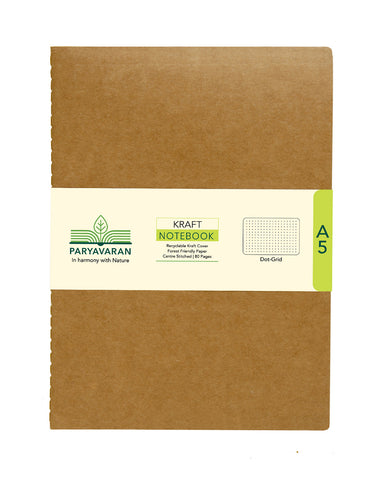 A5 KRAFT NOTEBOOK - DOT GRID (Pack of 5) (KNB2D)