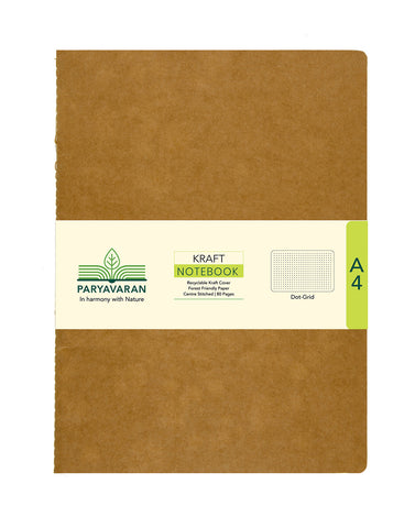 A4 KRAFT NOTEBOOK - DOT GRID (Pack of 2) (KNB4D)