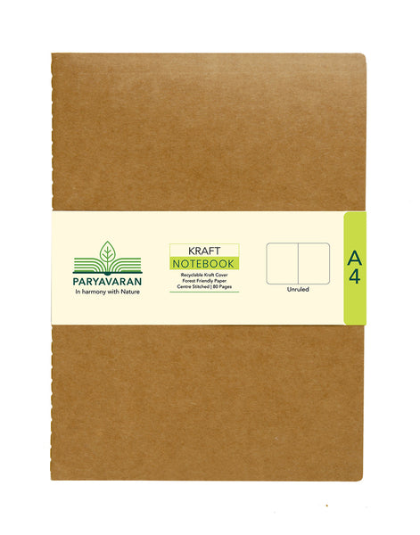 A4 KRAFT NOTEBOOK - UNRULED (Pack of 2) (KNB4P)