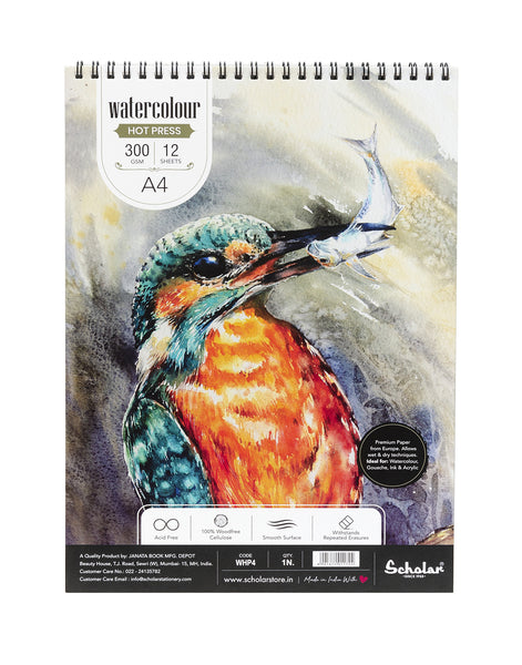 A4 Watercolour Hot Pressed Pad - 300 Gsm (WHP4)