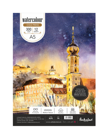 A5 Watercolour Cold Pressed Pad - 300 Gsm (Medium Grain) (WJP2) (Pack of 2)
