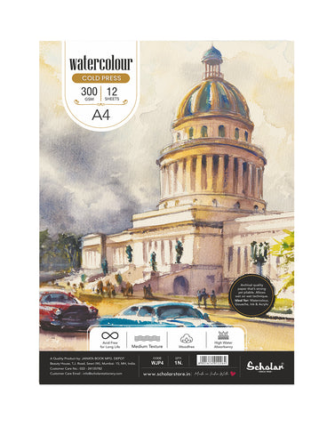 A4 Watercolour Cold Pressed Pad - 300 Gsm (Medium Grain) (WJP4)