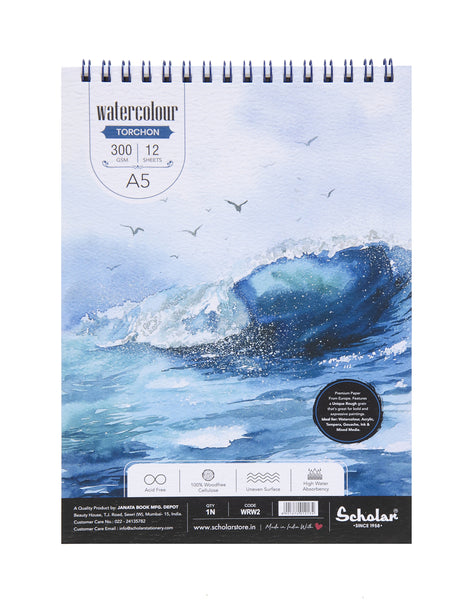 A5 WATERCOLOUR PAD WIRED - TORCHON (ROUGH) (300 GSM) (WRW2) (Set of 2)