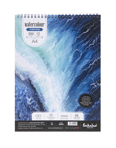 A4 WATERCOLOUR PAD WIRED - TORCHON (ROUGH) (300 GSM) (WRW4)